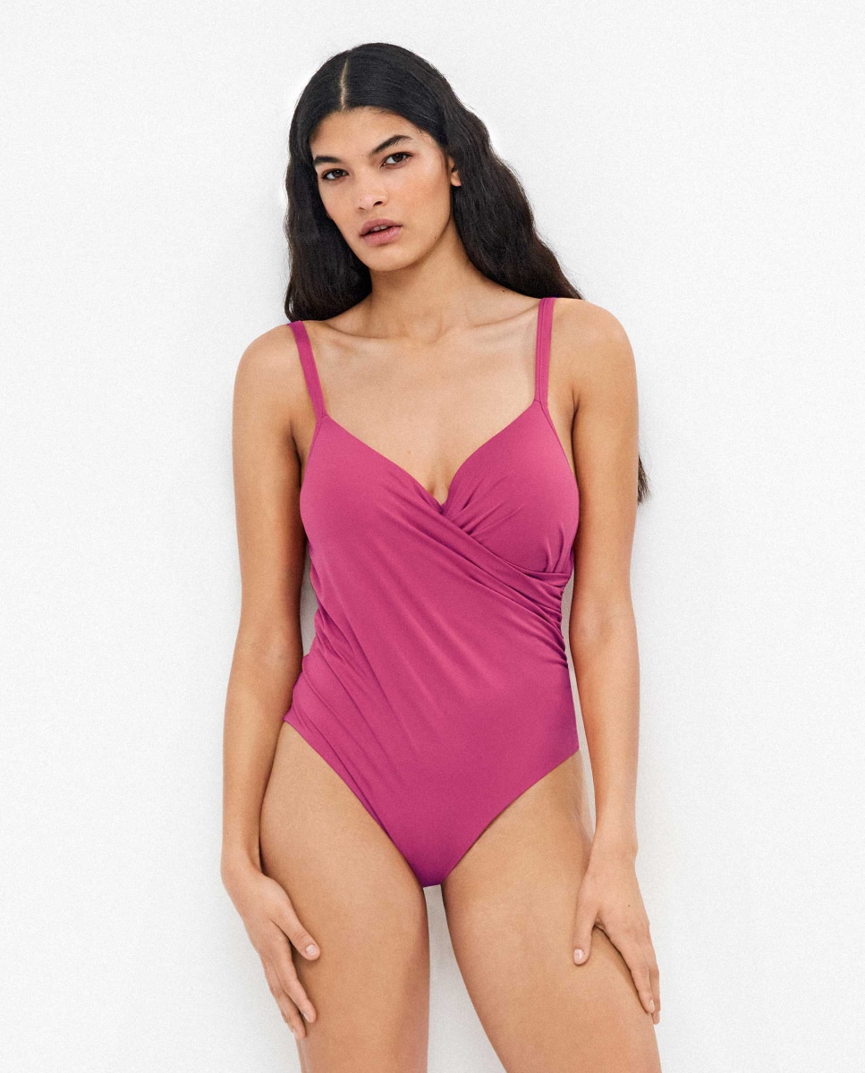 Fato de Banho Efeito Control e Plus Size com Aro e Foam Roxo-2