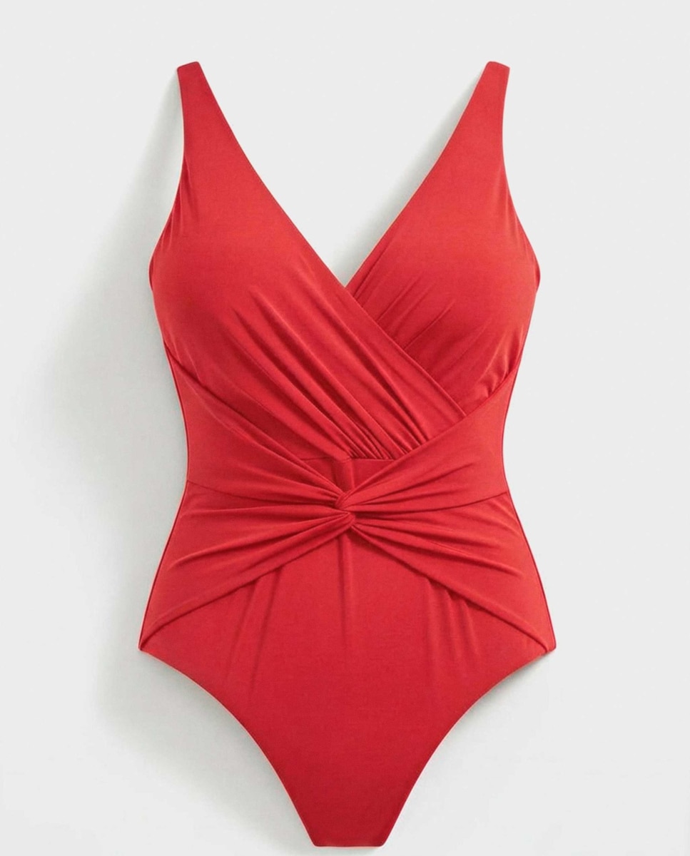 Fato de Banho Plus Size e Efeito Control sem Aros e com Copas de Foam Vermelho-5