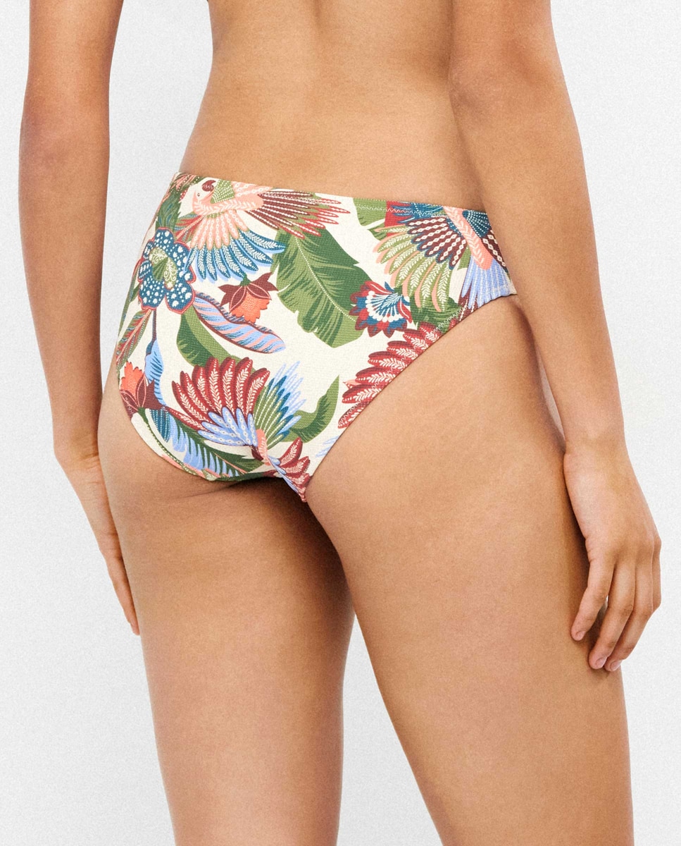 Cueca de Biquíni Midi em Tecido Estampado Multicolor-3