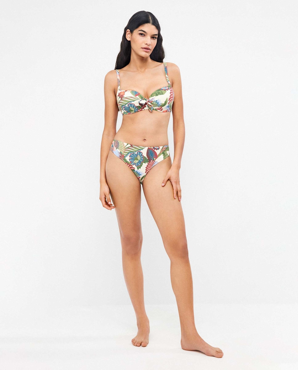 Cueca de Biquíni Midi em Tecido Estampado Multicolor-4