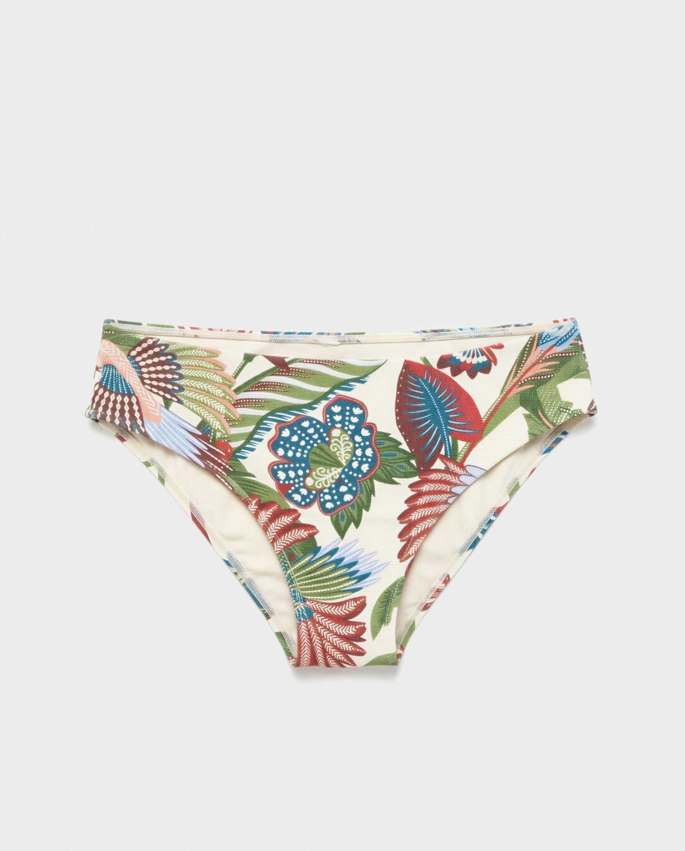 Cueca de Biquíni Midi em Tecido Estampado Multicolor-5