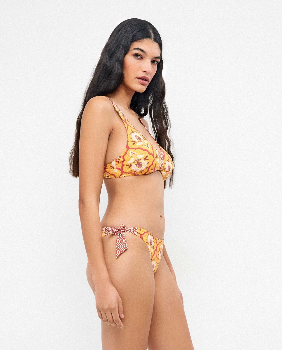 Cueca de Biquíni Reversível e Ajustável nos Laterais Amarelo-2