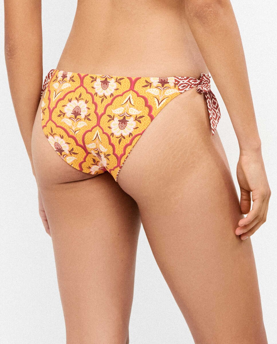 Cueca de Biquíni Reversível e Ajustável nos Laterais Amarelo-3