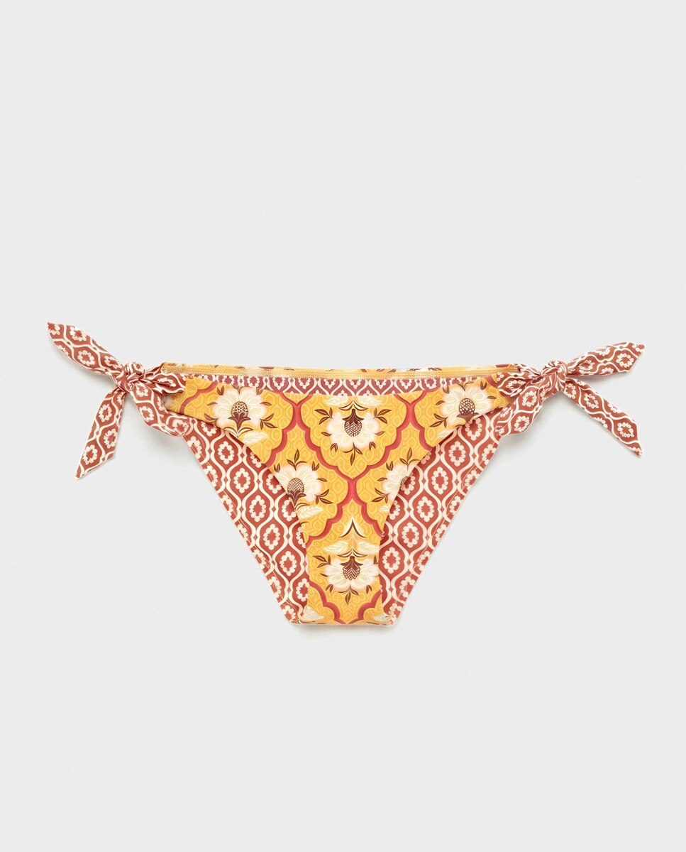 Cueca de Biquíni Reversível e Ajustável nos Laterais Amarelo-5
