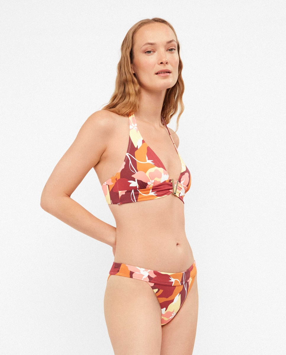 Top Biquíni Triangular de Copa Fixa e sem Aro Multicolor-2