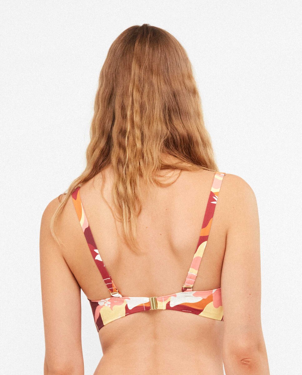 Top Biquíni Triangular de Copa Fixa e sem Aro Multicolor-3