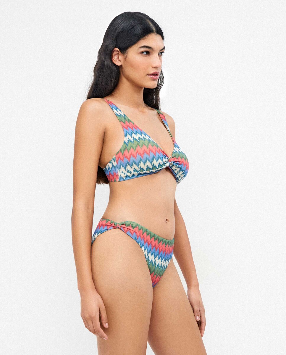 Cueca de Biquíni Clássica em Tecido Estampado Multicolor-2