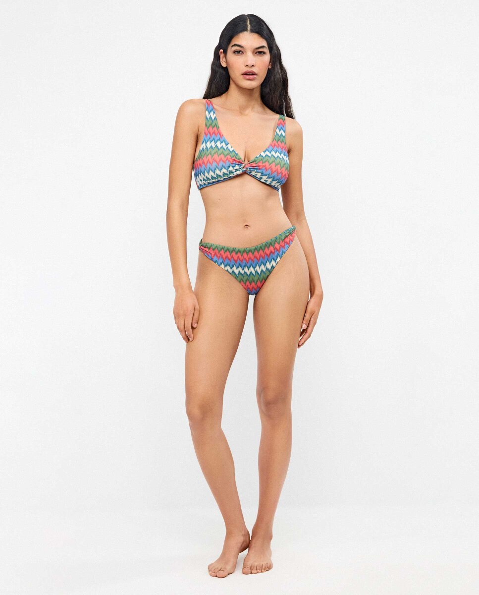 Cueca de Biquíni Clássica em Tecido Estampado Multicolor-3