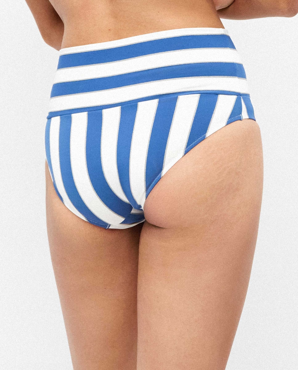 Cueca Biquíni Multiposições em Tecido Estampado Azul-3