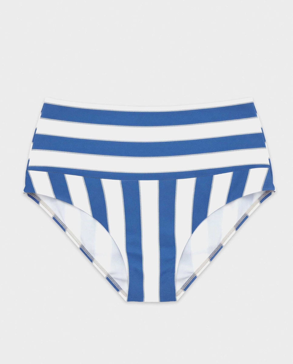 Cueca Biquíni Multiposições em Tecido Estampado Azul-5
