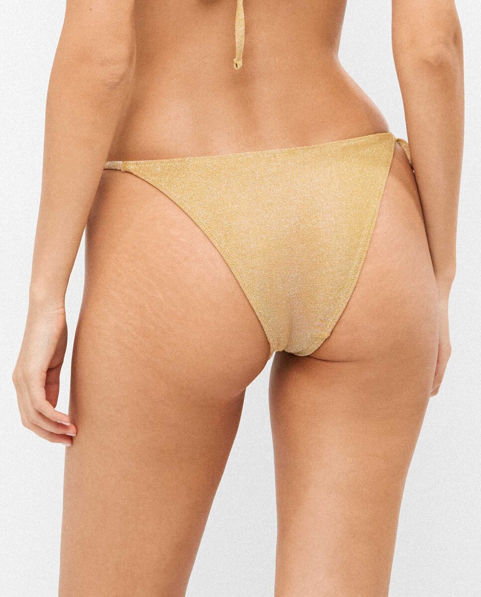Cueca Biquíni Ajustável nas Laterais Ouro-3