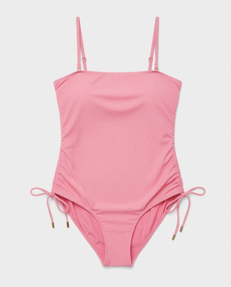 Fato de Banho com Decote Caicai sem Aro e Foam Amovível Rosa-5