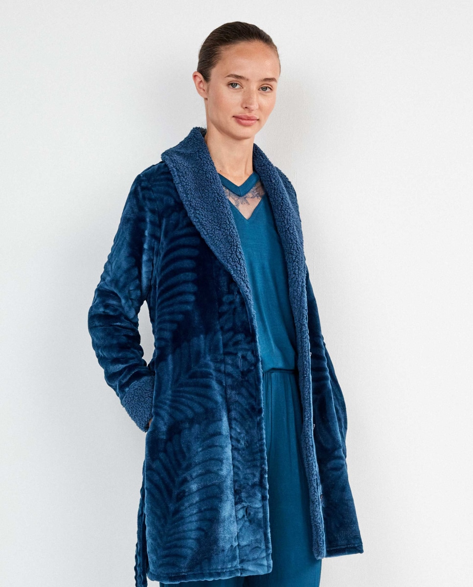 Robe Curto com Botões e Cinto Azul-3