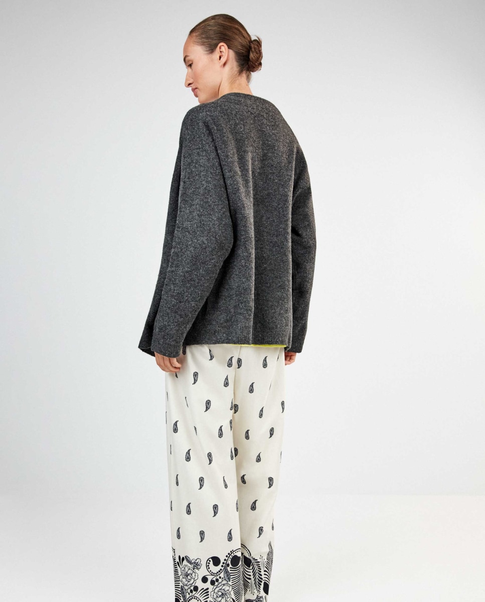 Cardigan com Botões Cinzento-escuro-4