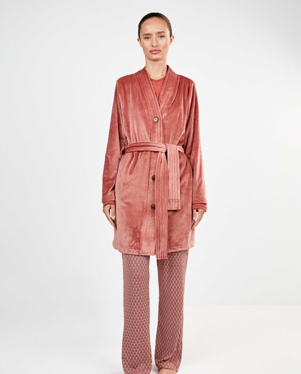 Robe Curta de Polar com Cinto Terra-2