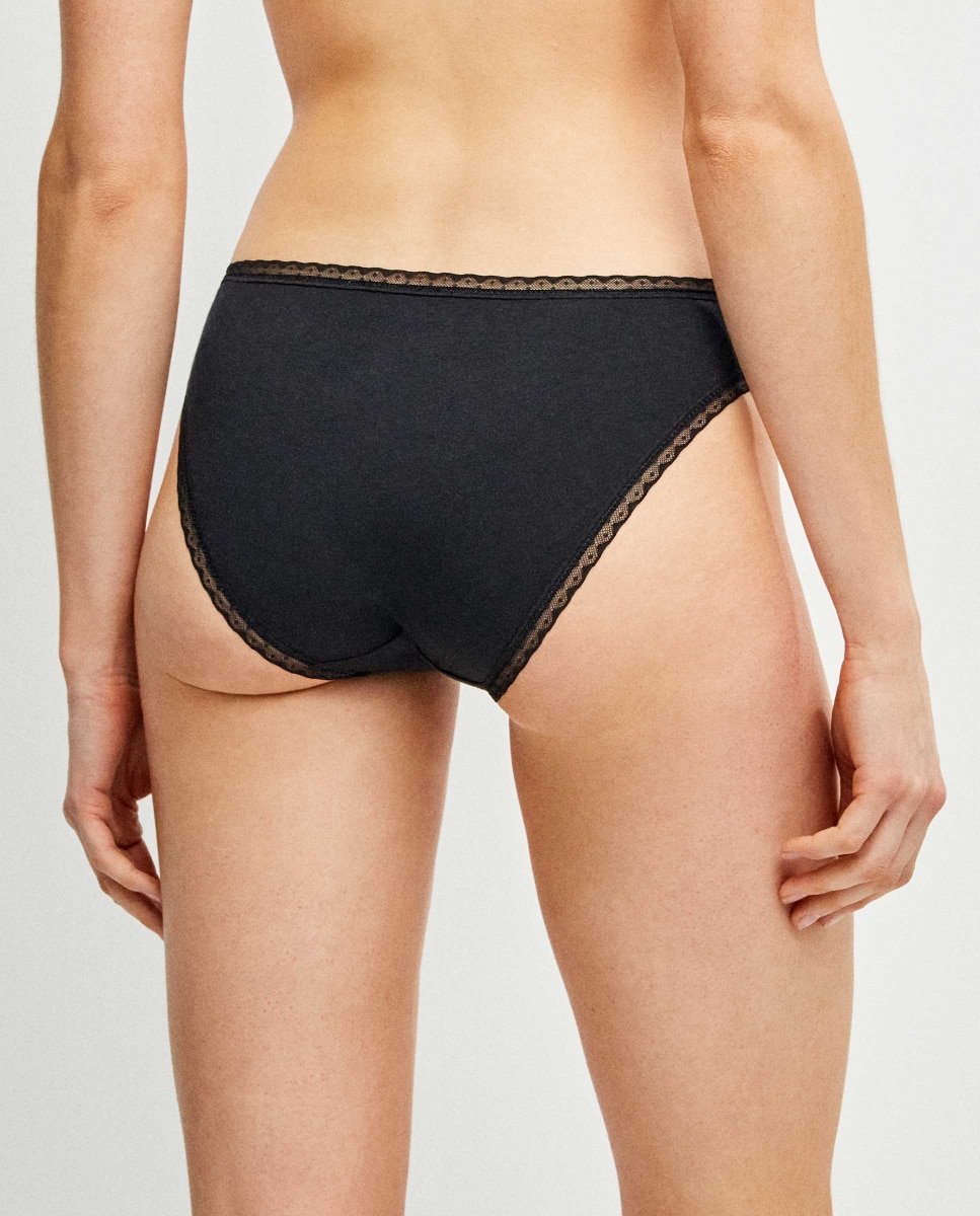 Cueca Clássica de Algodão e Detalhe de Plumetti Preto-4