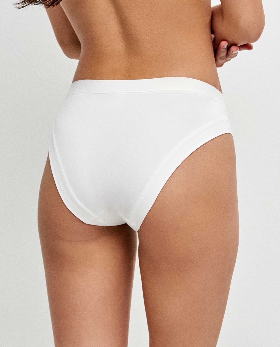 Cueca Clássica de Microfibra com Higiénico 100% Algodão Branco-3