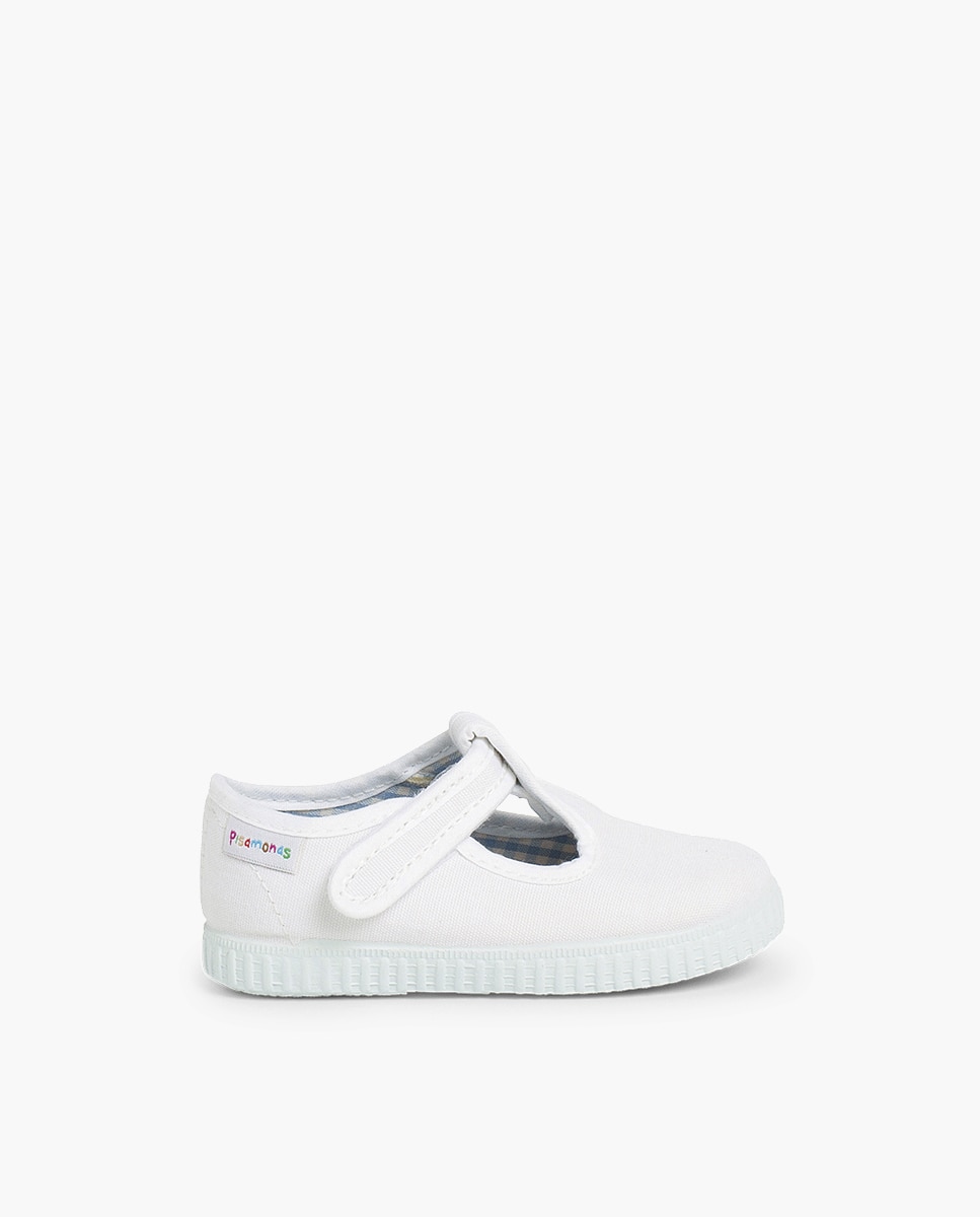 Sapatos de Criança com Tira Adesiva Tipo Sapatilhas em Branco Pisamonas Branco-1