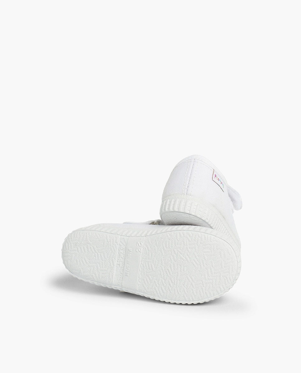 Sapatos de Criança com Tira Adesiva Tipo Sapatilhas em Branco Pisamonas Branco-2