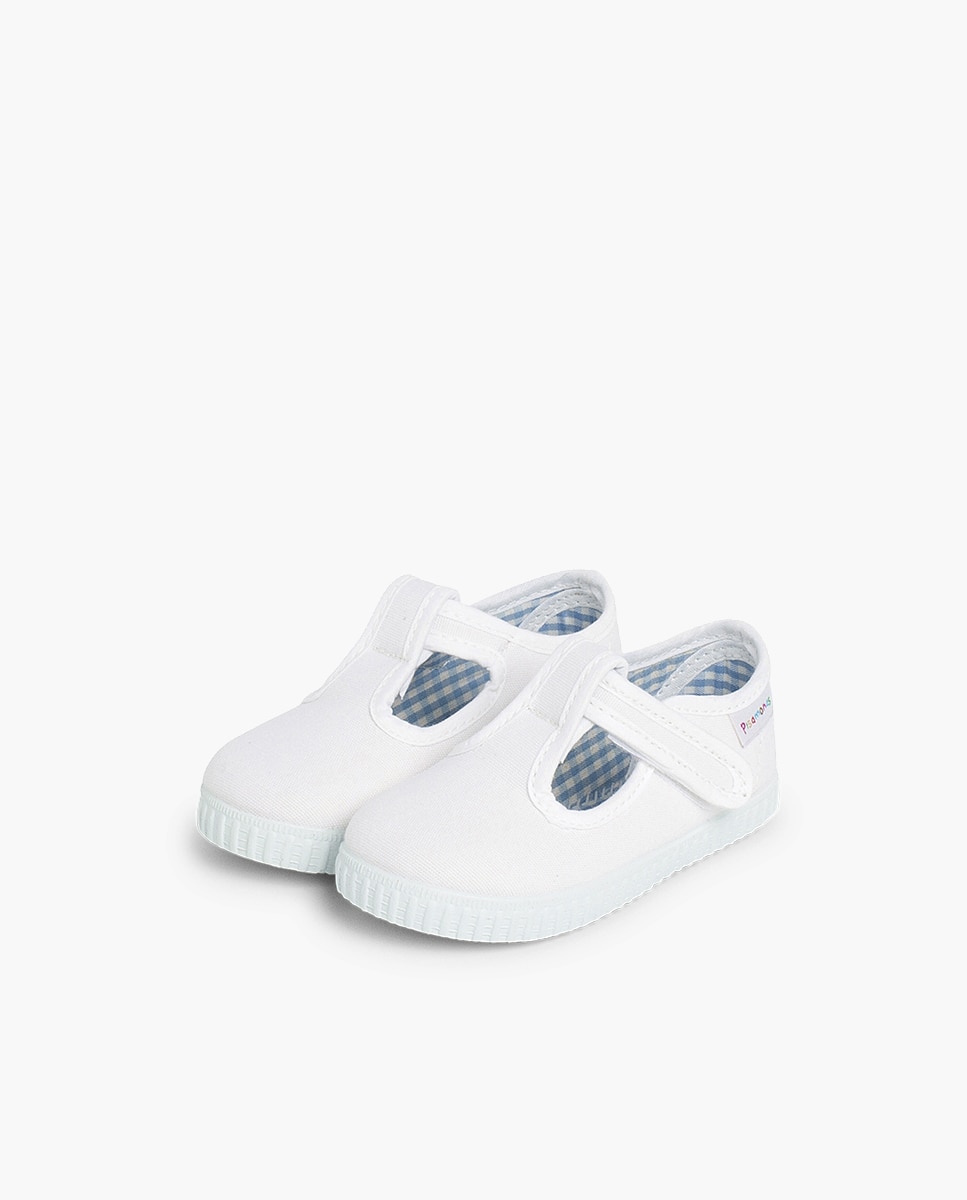 Sapatos de Criança com Tira Adesiva Tipo Sapatilhas em Branco Pisamonas Branco-3