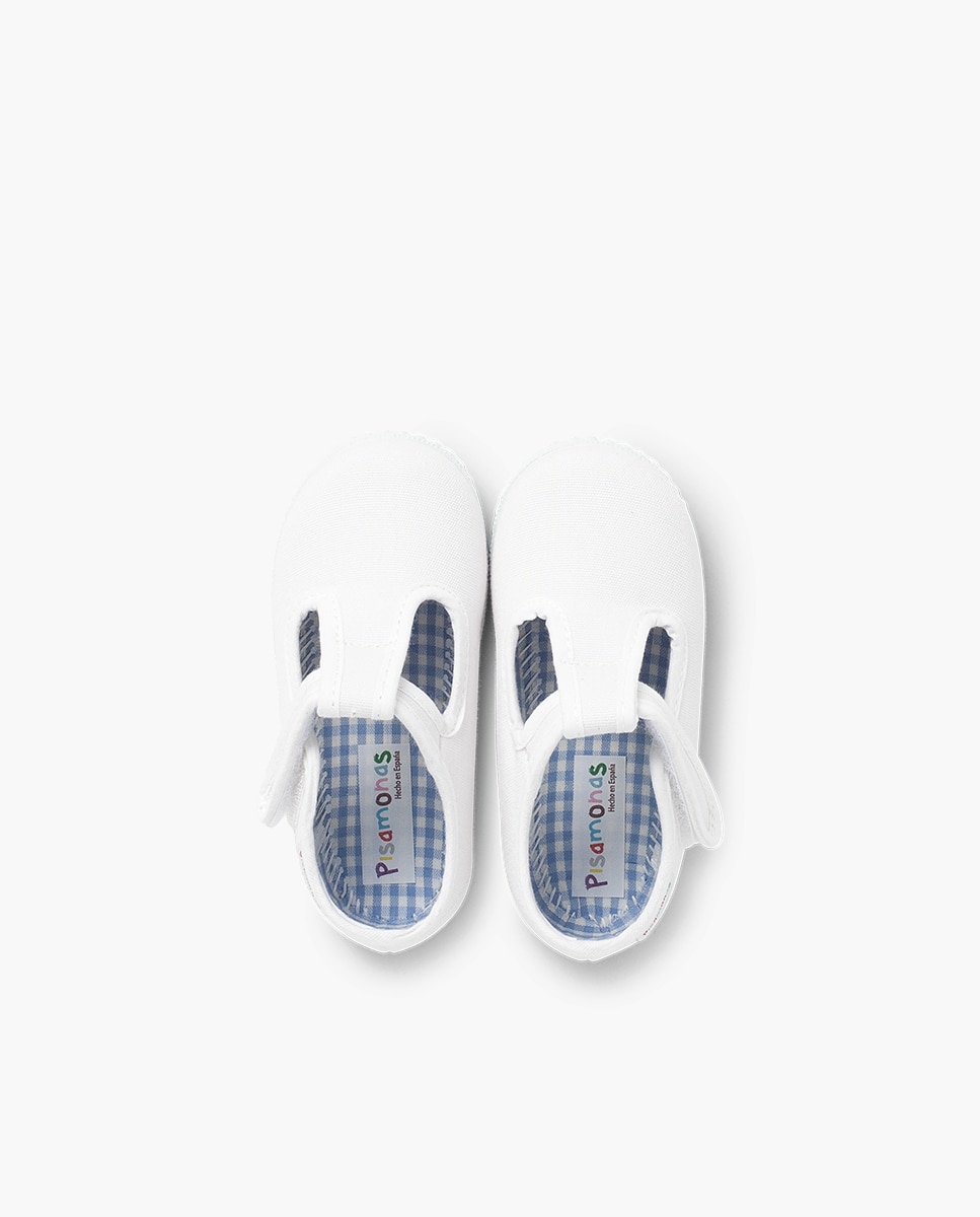 Sapatos de Criança com Tira Adesiva Tipo Sapatilhas em Branco Pisamonas Branco-4