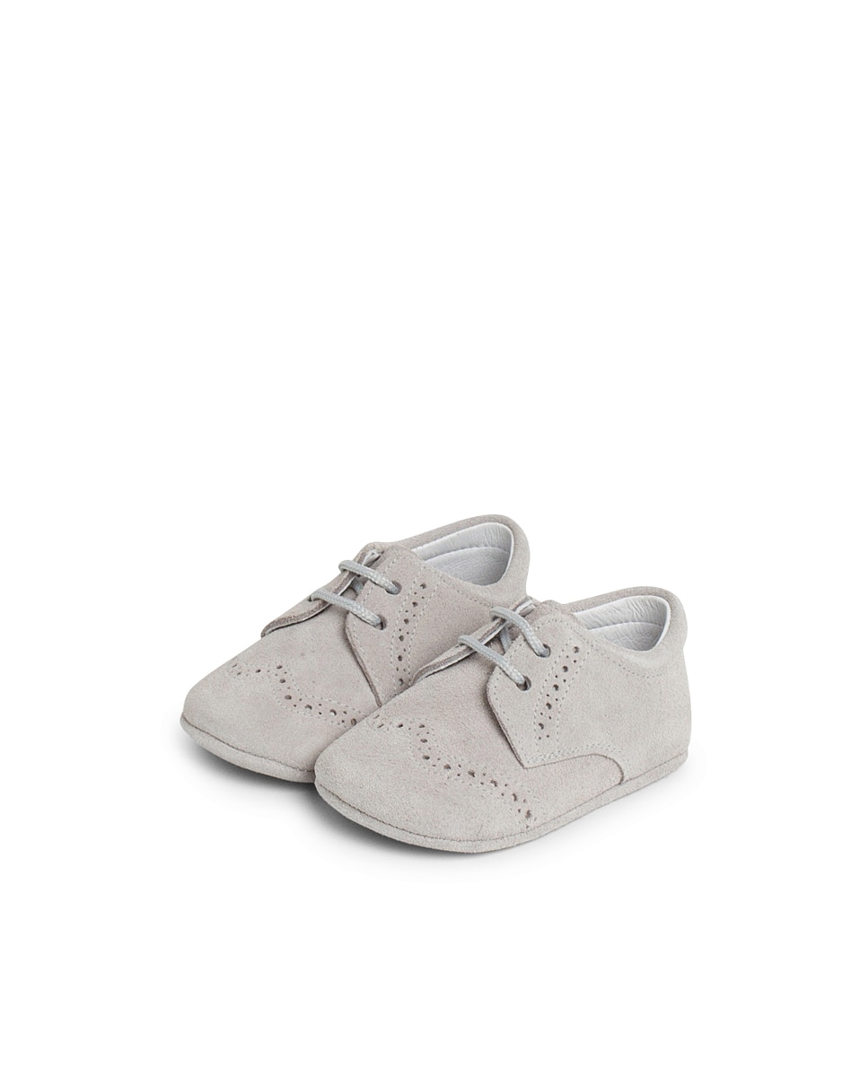 Sapatos de Atacadores para Bebé em Pele de Camurça Tipo Blucher Pisamonas Cinzento-claro-3