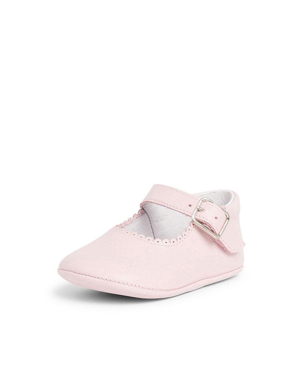 Merceditas de Bebé de Pele com Fivela Pisamonas Rosa-pastel-2