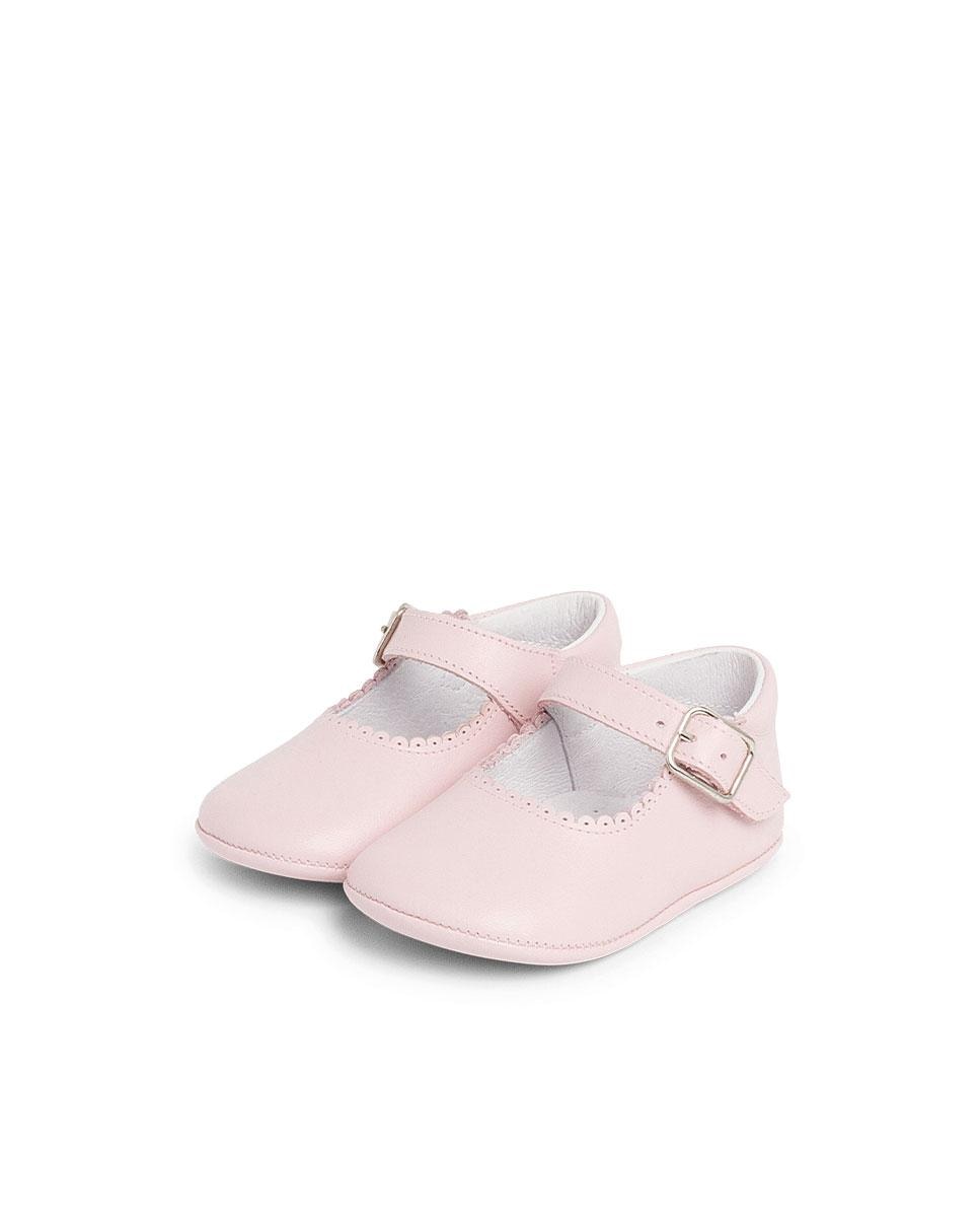 Merceditas de Bebé de Pele com Fivela Pisamonas Rosa-pastel-4