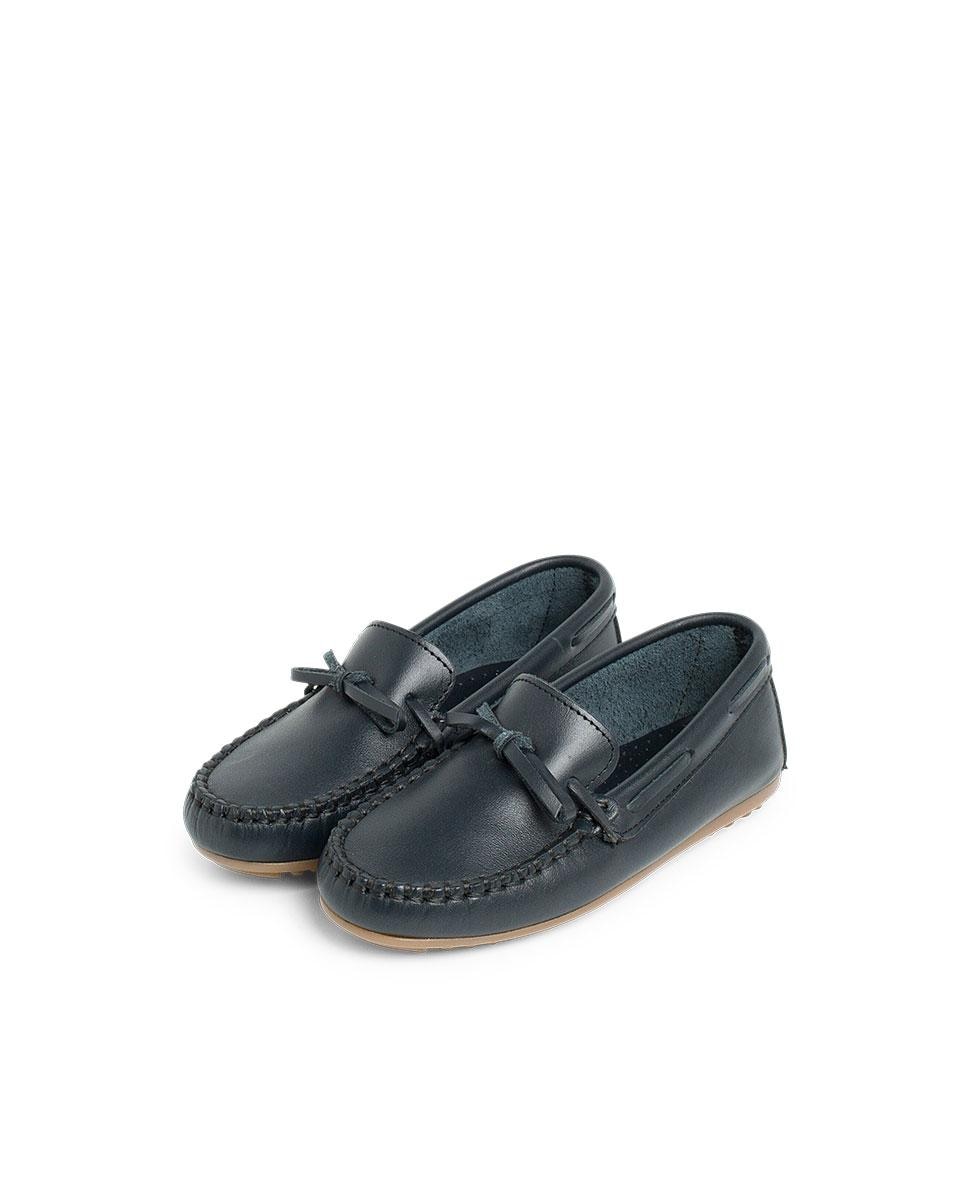 Mocassins Infantil de Pele Azul-4
