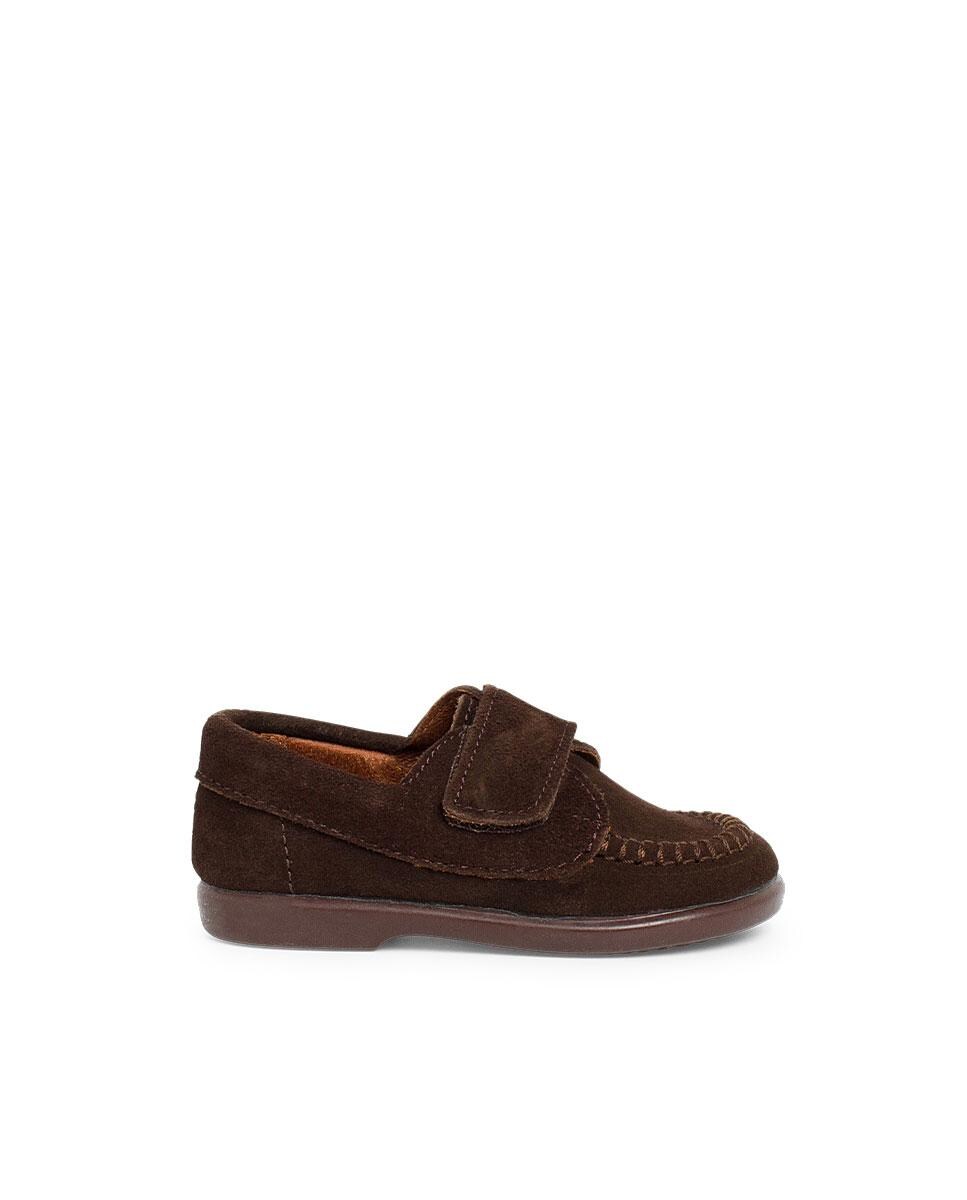 Sapatos Inglês para Bebés em Camurça com Velcro Castanho-1