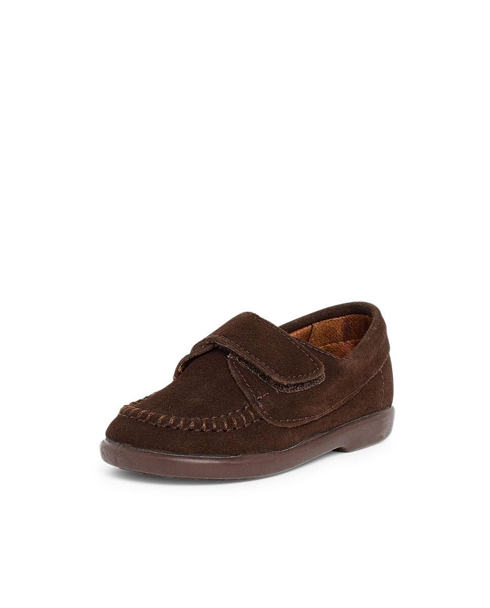 Sapatos Inglês para Bebés em Camurça com Velcro Castanho-2