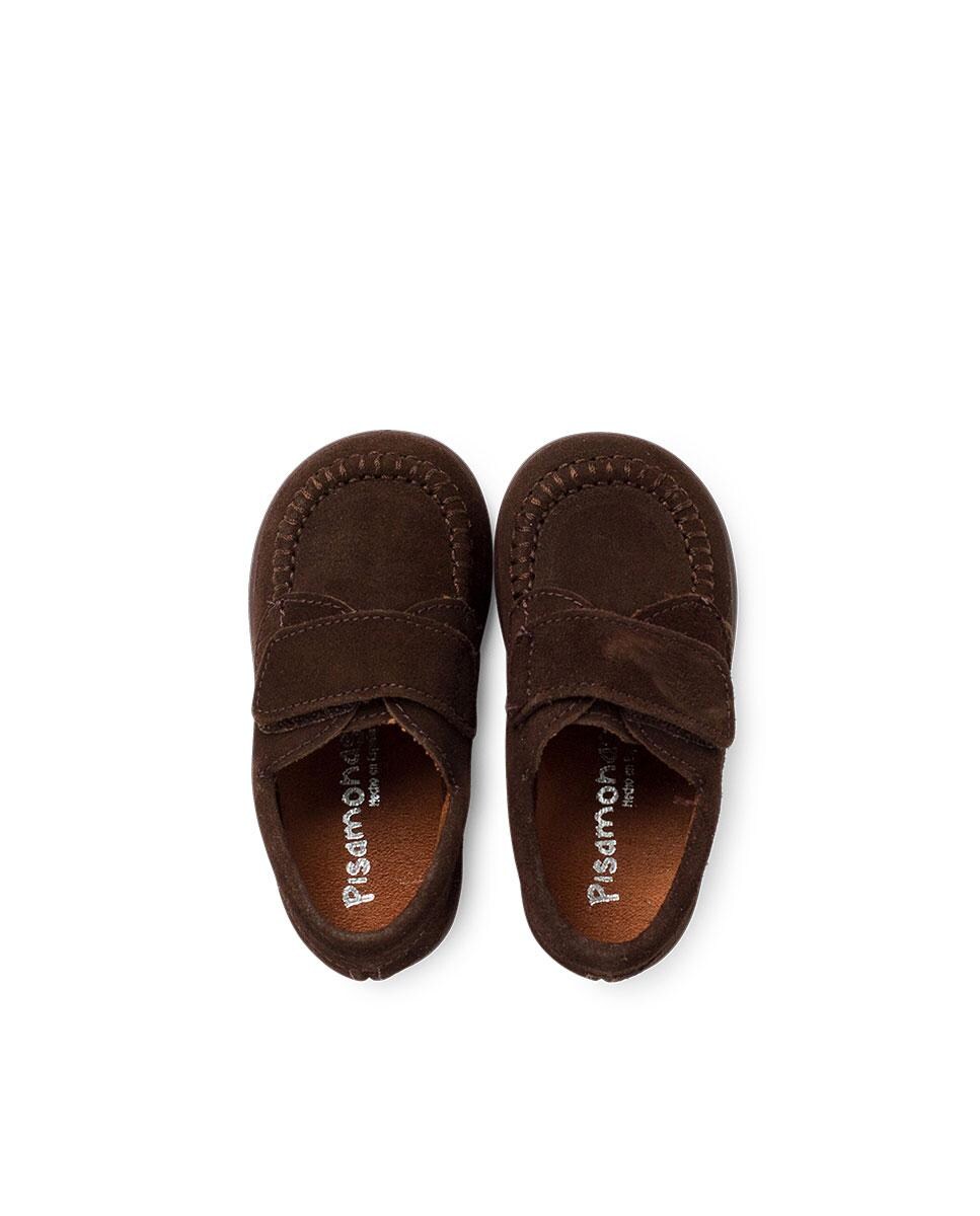 Sapatos Inglês para Bebés em Camurça com Velcro Castanho-5