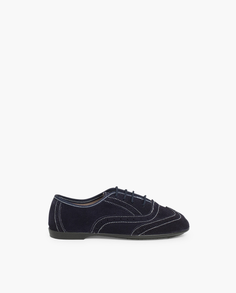 Sapatos de Cordões Infantil de Pele Azul-marinho-1
