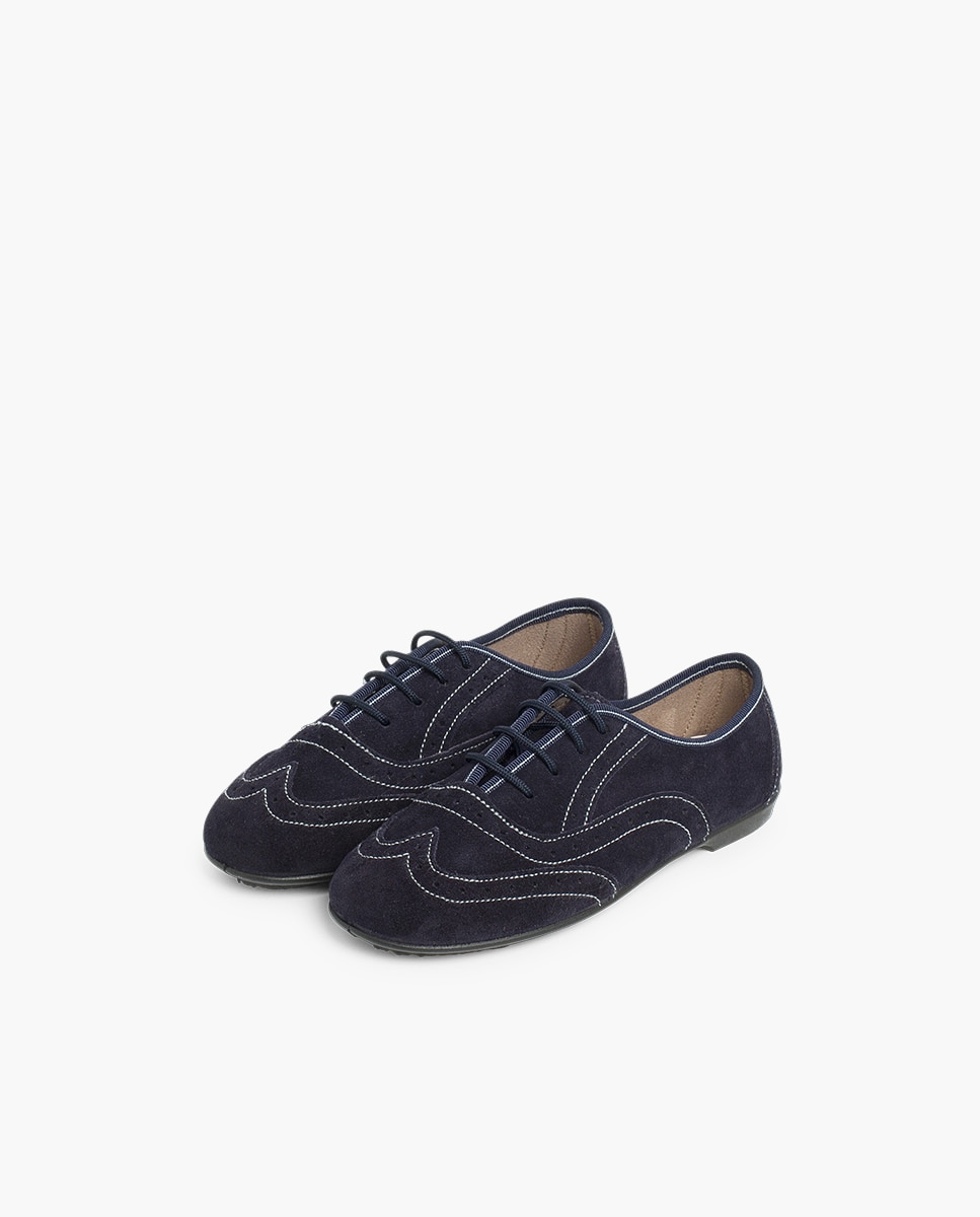 Sapatos de Cordões Infantil de Pele Azul-marinho-3