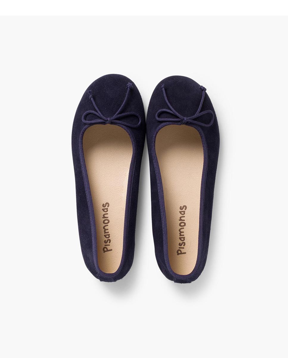 Sabrinas de Menina Camurça com Laço Fino em Preto Pisamonas Azul-marinho-5