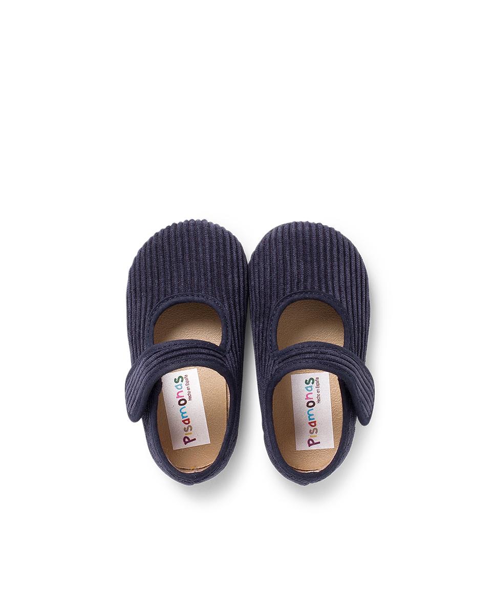 Pantufas Fechadas Infantil de Bombazina Azul-marinho-5