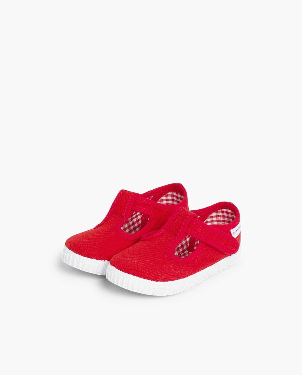 Pepitos para Bebé em Lona com Velcro Vermelho-3