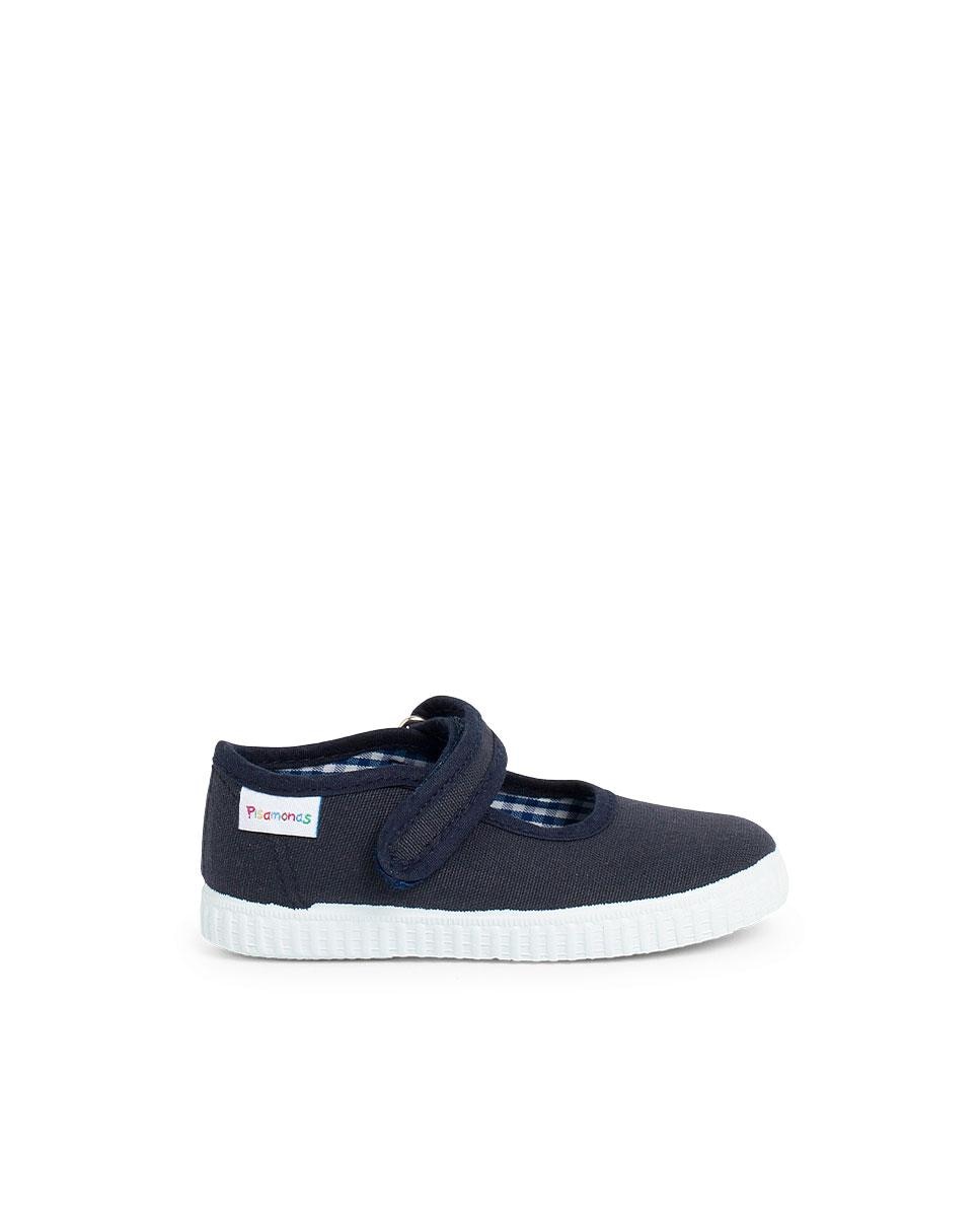 Imagem 0 de Sapatos de Presilha com Fita Adesiva na Sola Tipo Sapatilhas - Azul-Marinho