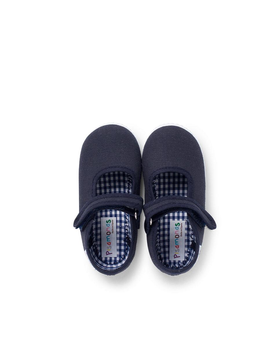 Sapatos de Presilha com Fita Adesiva na Sola Tipo Sapatilhas - Azul-Marinho Azul-marinho-5