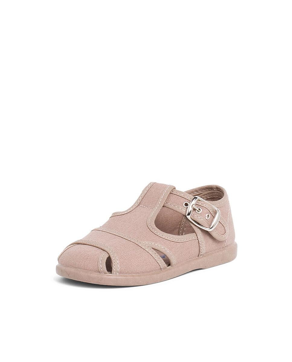 Sapatos de Presilha para Bebé de Lona Abertos Camel-2