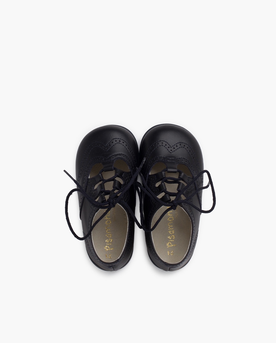Sapatos de Cordões e Bluchers de Bebé / Sapato Inglês em Pele Pisamonas Azul-marinho-4