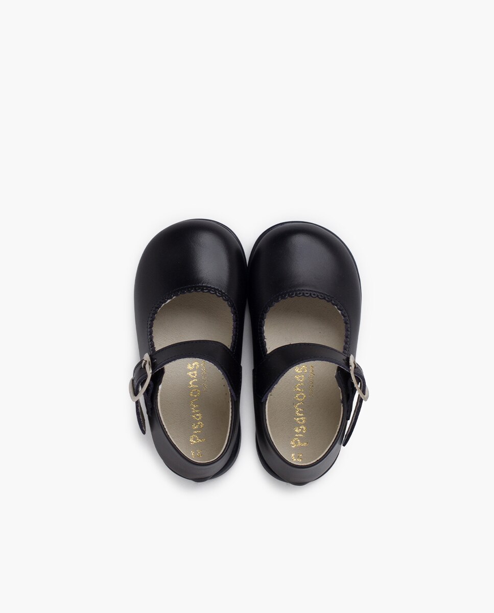 Merceditas de Bebé Pele Hebilla Preto-4