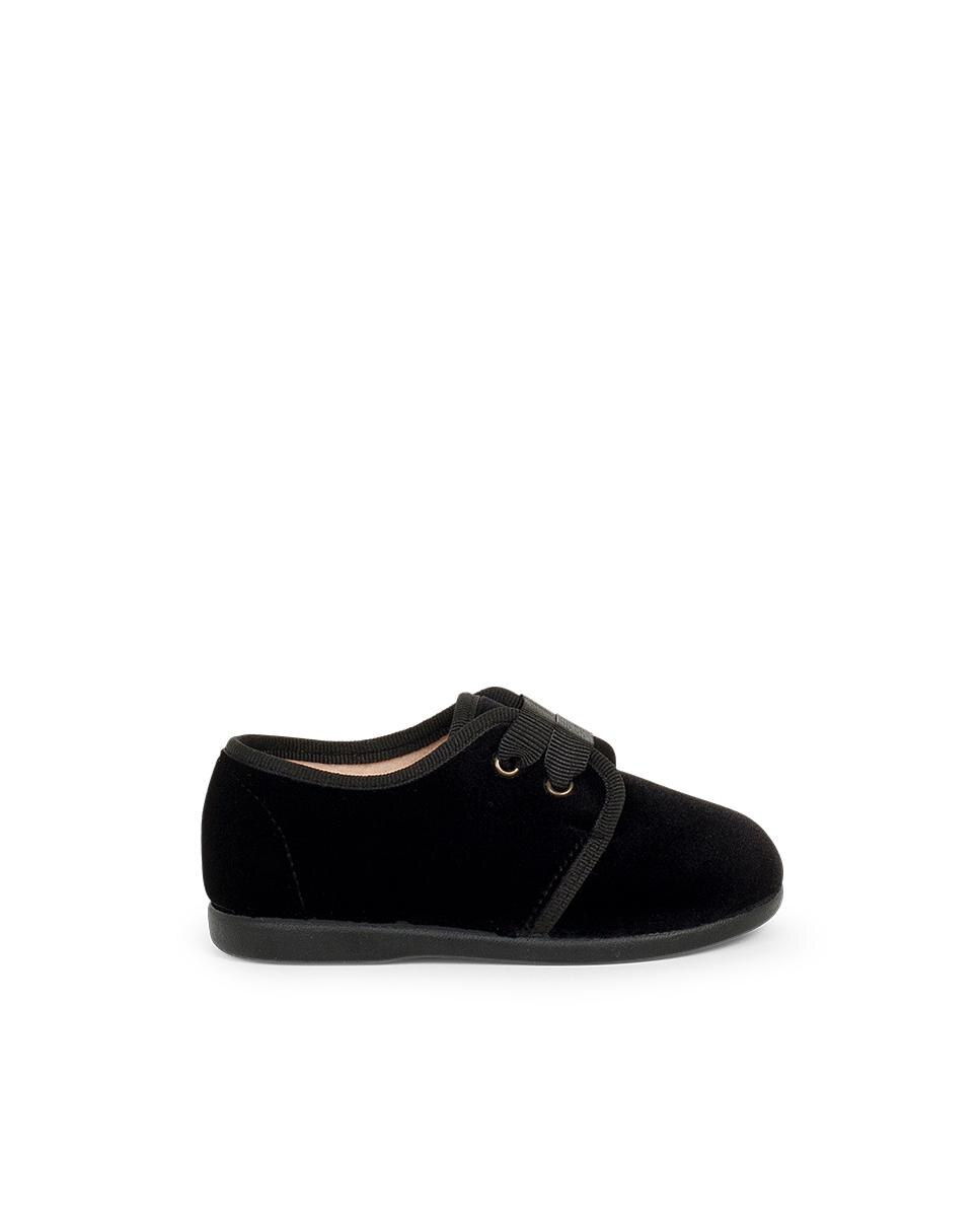 Sapatos de Cordões para Bebé em Veludo Cordão Faya Preto-1