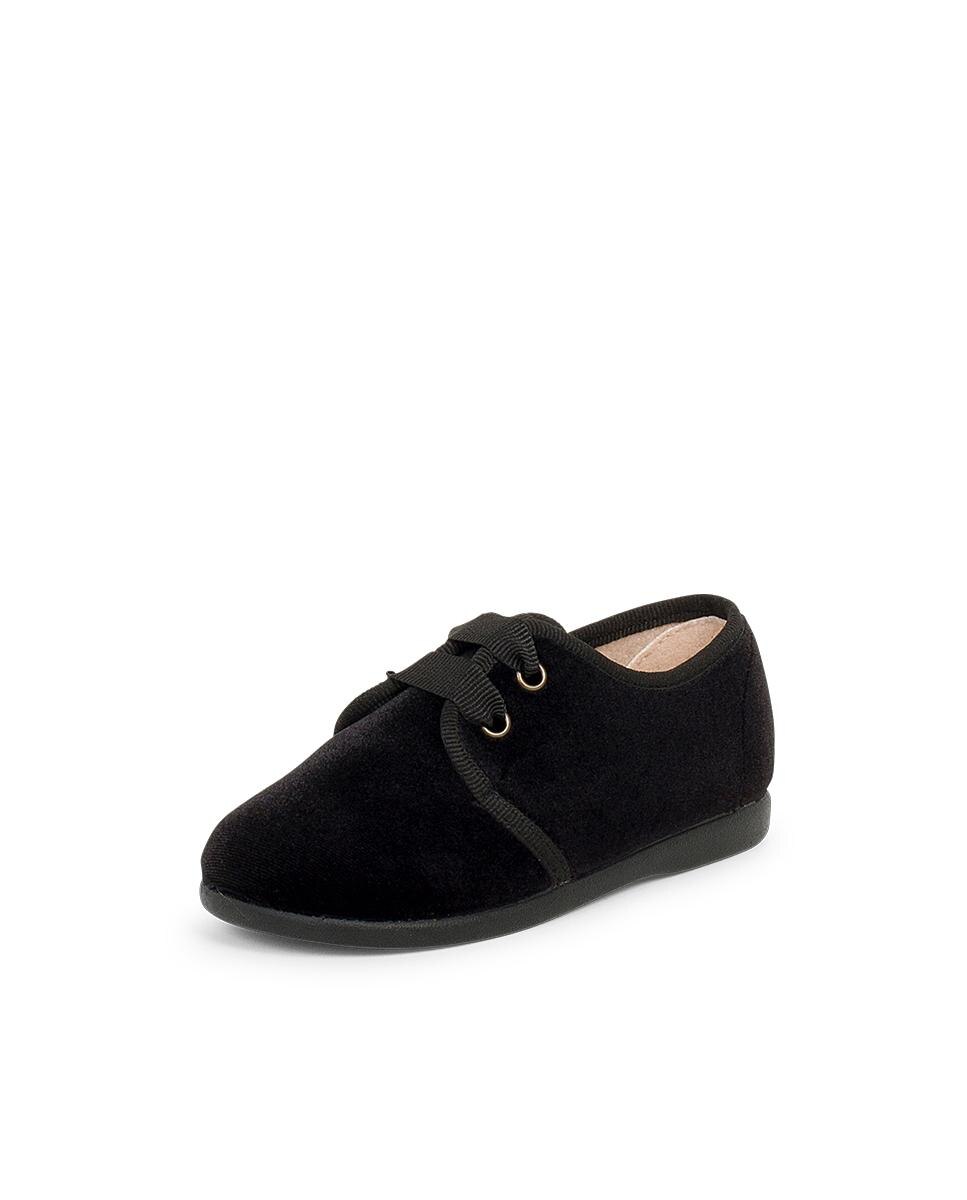 Sapatos de Cordões para Bebé em Veludo Cordão Faya Preto-2