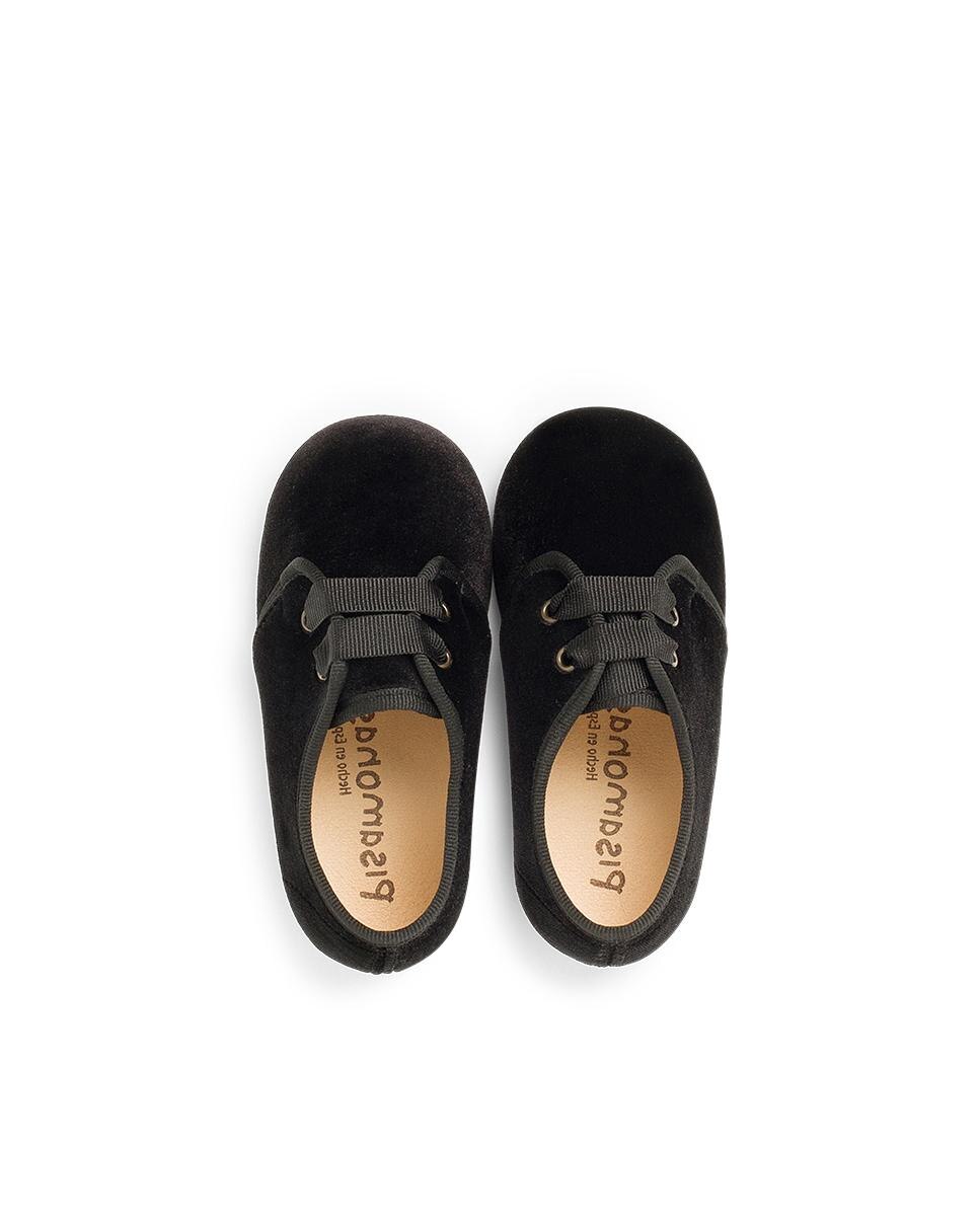 Sapatos de Cordões para Bebé em Veludo Cordão Faya Preto-5