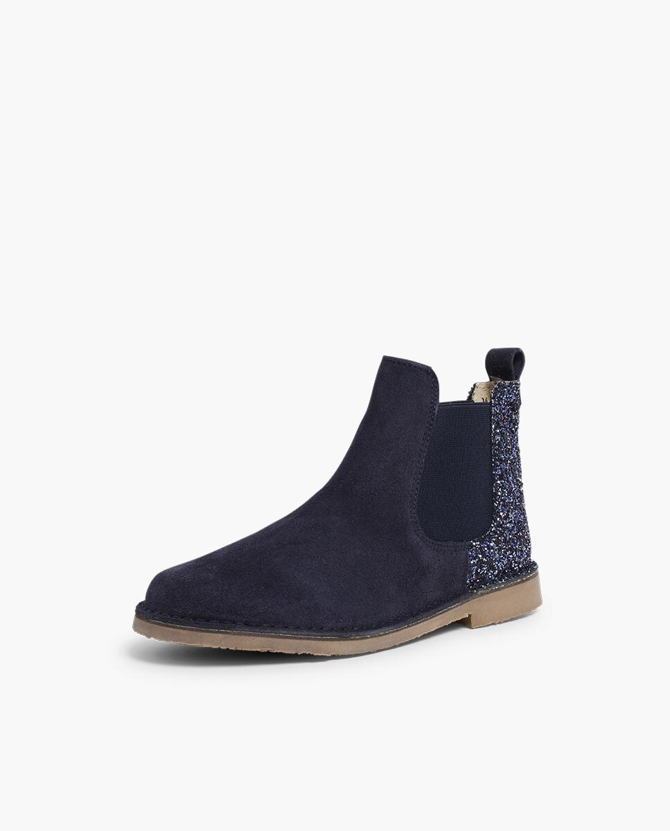 Botas em Camurça com Calcanhar Glitter Azul-marinho-2