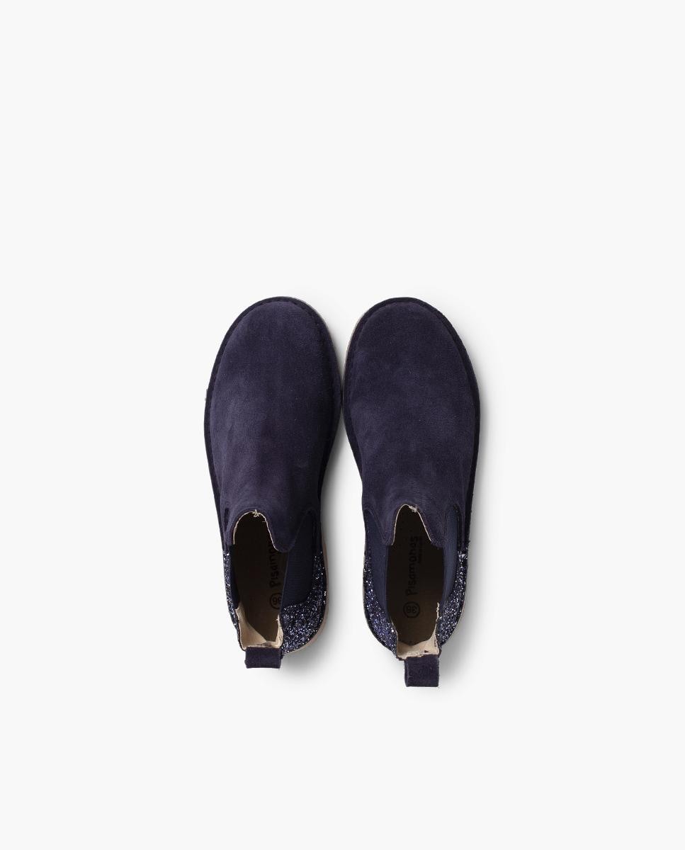 Botas em Camurça com Calcanhar Glitter Azul-marinho-5
