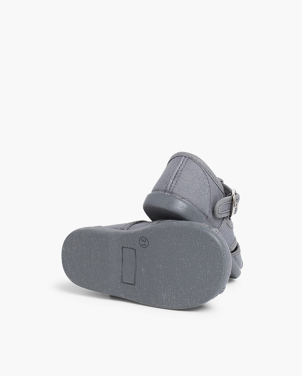 Sapatos de Presilha para Bebé de Lona Abertos Cinzento-escuro-2
