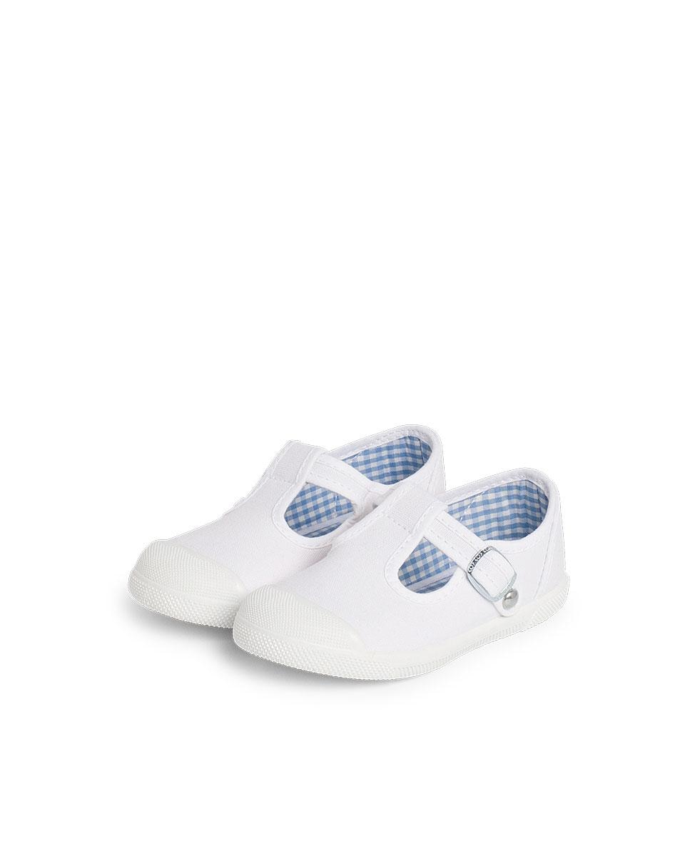 Sapatos de Bebé em Lona com Biqueira de Borracha Tipo Pepitos Pisamonas Branco-4
