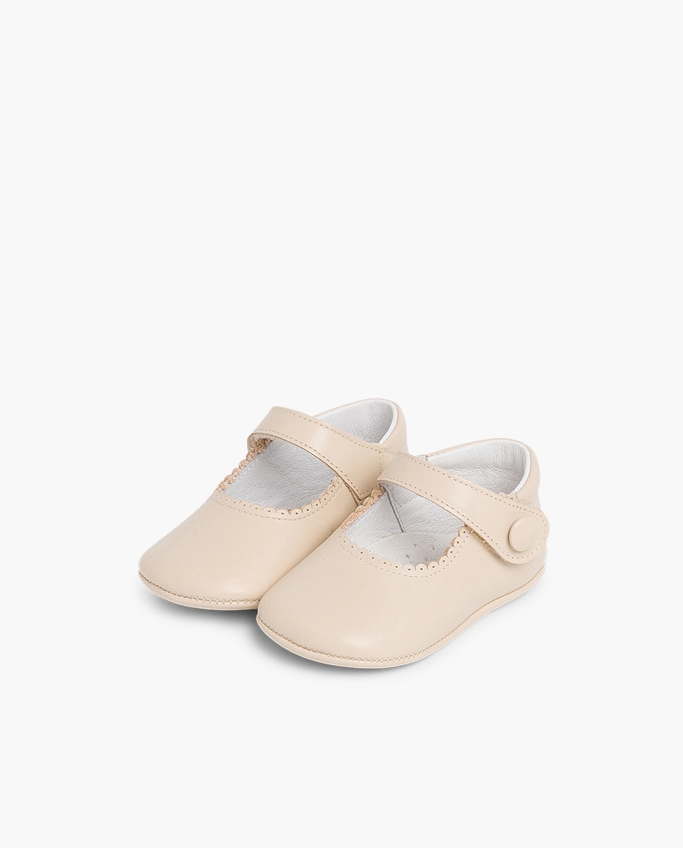 Merceditas de Bebé Pele com Velcro Pisamonas Bege-3